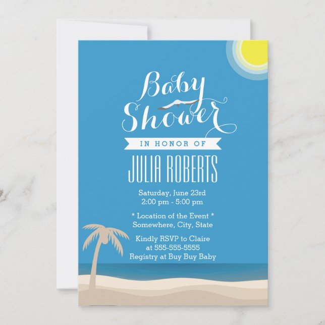 Summer Beach Thème Baby Shower Invitations (Devant)