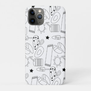 Summer Beach Theme Outlines Pattern  iPhone 11 Pro Case