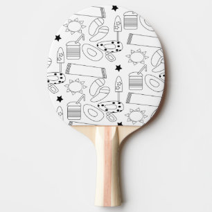 Summer Beach Theme Outlines Pattern Ping Pong Paddle