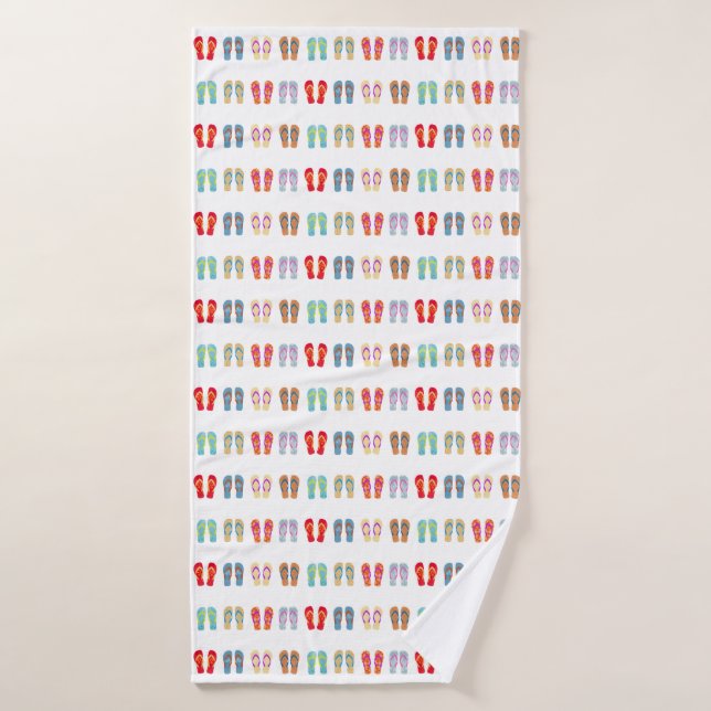 Summer Beach Theme Sandals Pattern Flip Flops Bath Towel (Bath Towel)
