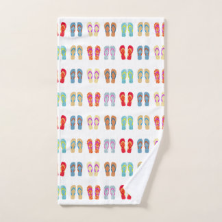 Summer Beach Theme Sandals Pattern Flip Flops Hand Towel