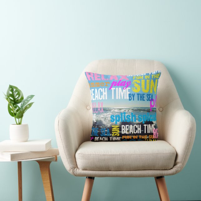 Summer Beach Time Fun Throw Pillow (Chair)