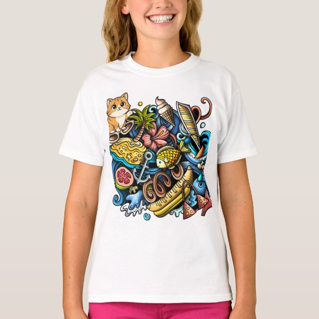 Summer beach tote bag design t-shirt (Front)
