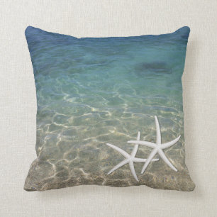 Summer Beach Tropical Blue Ocean Starfish Throw Pillow
