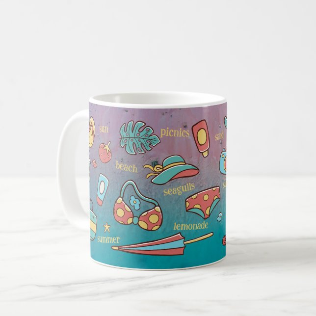Summer Beach Two-Tone Coffee Mug (Front Left)