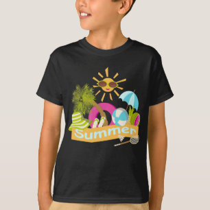 Summer beach vacation smiling sun in sunglasses T- T-Shirt
