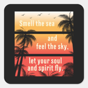 Summer Beach Vacation Surf Cool Sea Sun Funny Gift Square Sticker