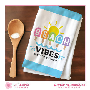 Summer Beach Vibes Customizable Kitchen Towel