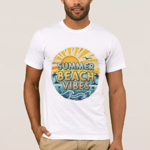 Summer Beach Vibes Retro Distressed Sunset T-Shirt