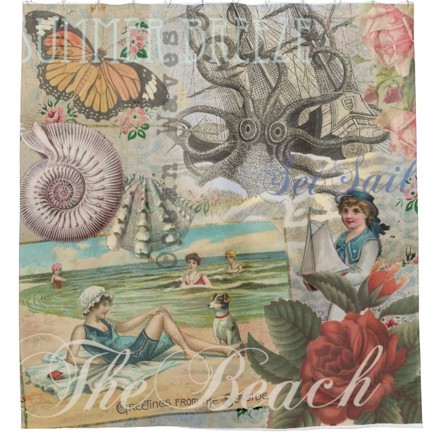 summer beach vintage octopus antique sailing (Front)