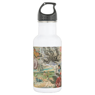 summer beach vintage octopus antique sailing 532 ml water bottle