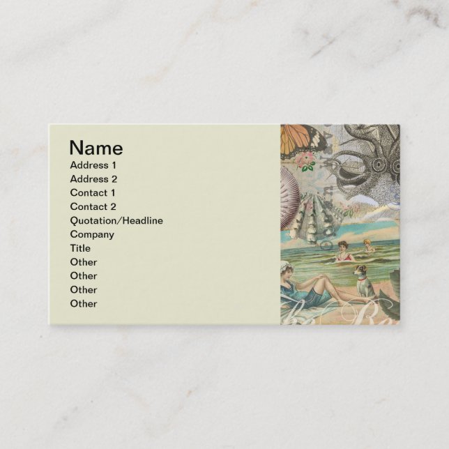 summer beach vintage octopus antique sailing business card (Front)