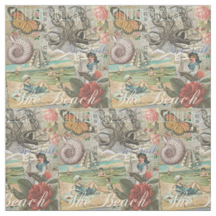 summer beach vintage octopus antique sailing fabric