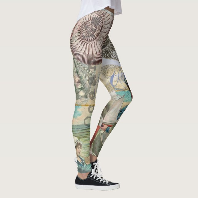 summer beach vintage octopus antique sailing leggings (Right)
