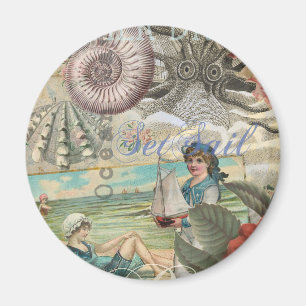 summer beach vintage octopus antique sailing magnet
