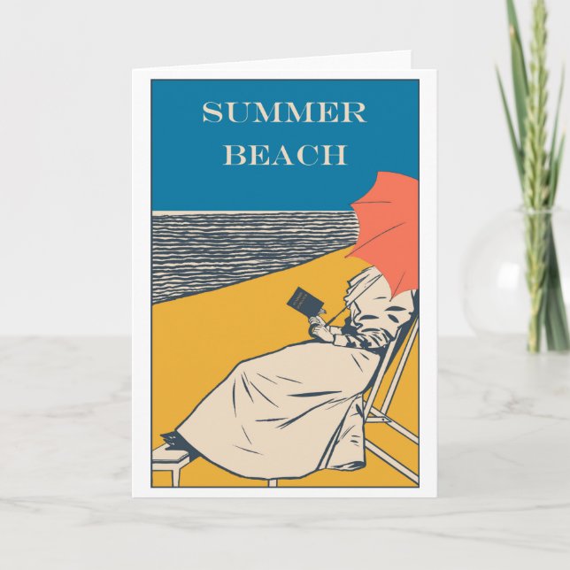 Summer Beach Vintage Poster Card (Front)