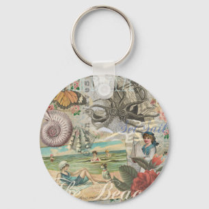 Summer beach vintage retro victorian keychain