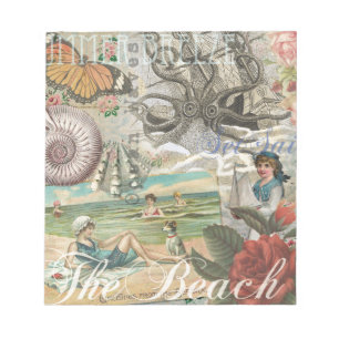 Summer beach vintage retro victorian notepad