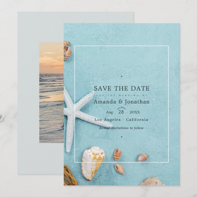 Summer Beach Wedding Save The Date (Front/Back)