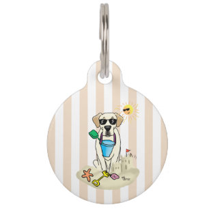Summer Beach Yellow Lab Labrador Retriever Dog Pet Tag