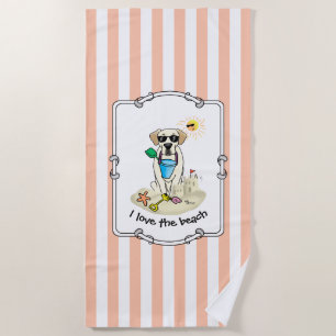 Summer Beach Yellow Lab Labrador Retriever Dog Towel