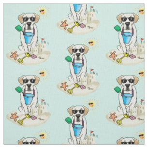 Summer Beach Yellow Labrador Retriever - Cute dog Fabric