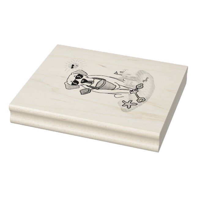Summer Beach Yellow Labrador Retriever - Cute dog Rubber Stamp (Stamp)