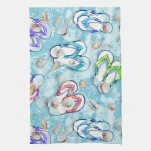 Summer Beachcomber Seashells Kitchen Towel