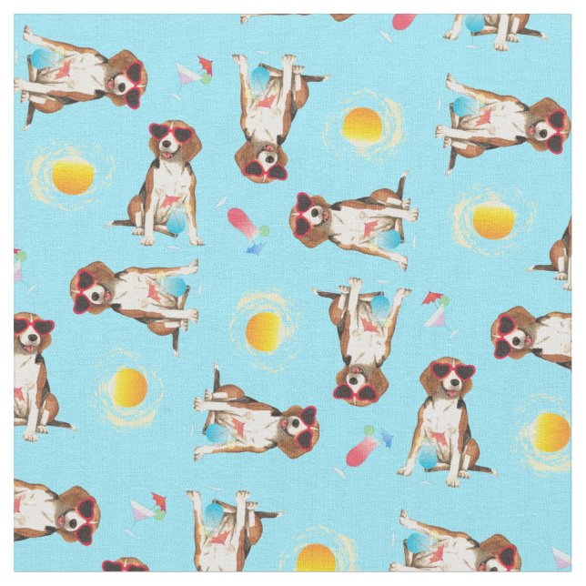 Summer Beagle Fabric (Close Up)