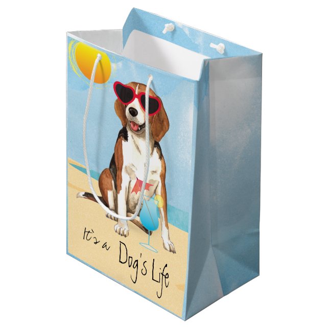 Summer Beagle Medium Gift Bag (Front Angled)