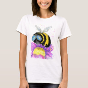 Summer Bee with Sunglasses and Flower T-Shirt
