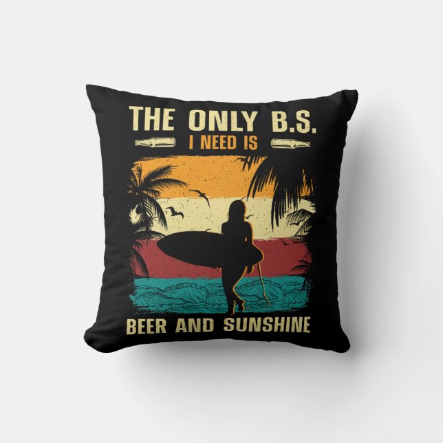 Summer Beer and Sunshine Throw Pillow (Front)