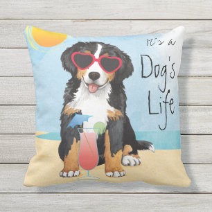 Summer Bernese Mountain Dog Outdoor Pillow