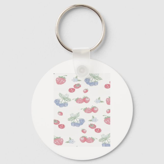 Summer Berries Cute Fruit Sticker  Keychain (Front)