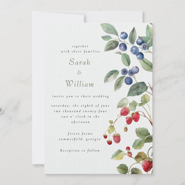 Summer berries Wedding Invitation (Front)