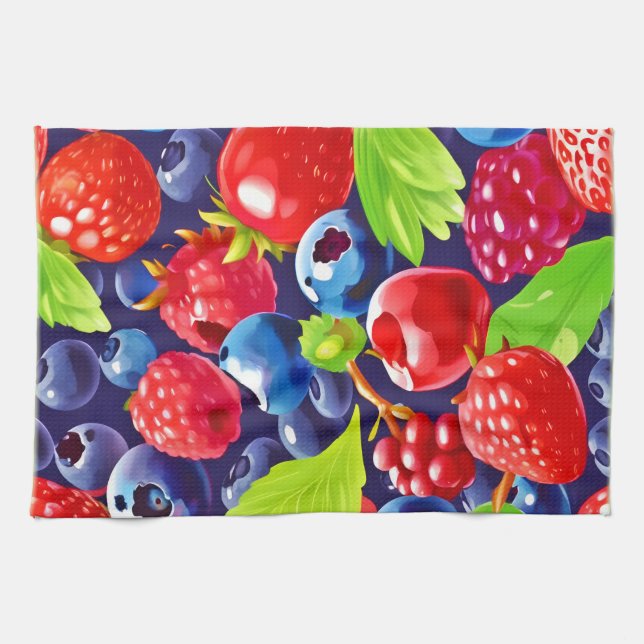 Summer Berry Medley Kitchen Towel (Horizontal)