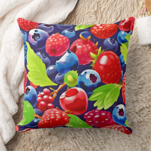 Summer Berry Medley Throw Pillow
