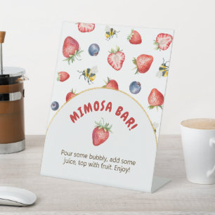 Summer Berry Sweet Baby Shower Mimosa Bar Pedestal Sign