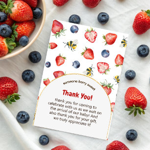 Summer Berry Sweet Baby Shower Watercolor Thank You Card