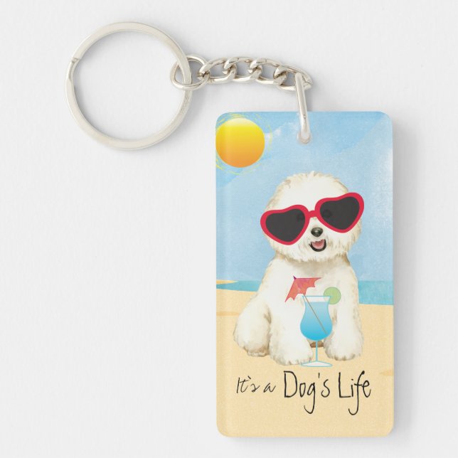 Summer Bichon Frise Keychain (Front)