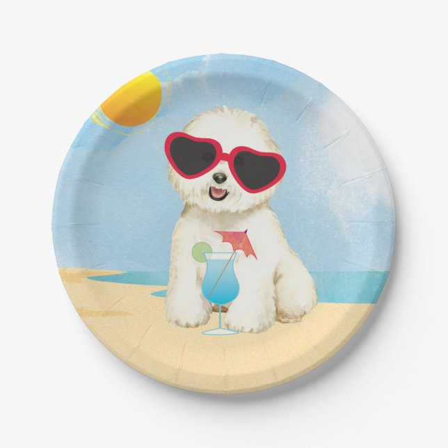 Summer Bichon Frise Paper Plate (Front)