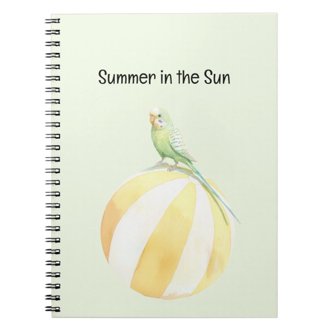 Summer Bird in the Sun Yellow Beach Ball Notebook (Front)