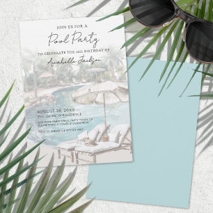 Summer Birthday Pool Party Invitation