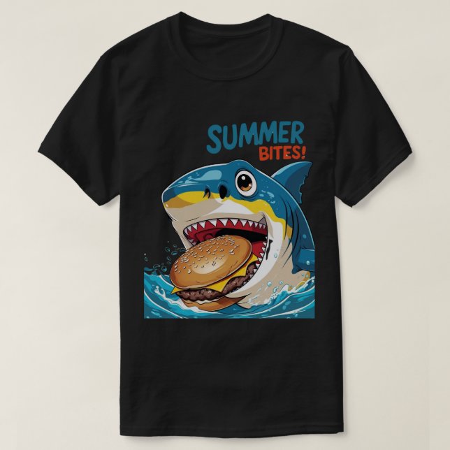 Summer Bites – Shark Blue T-Shirt (Design Front)