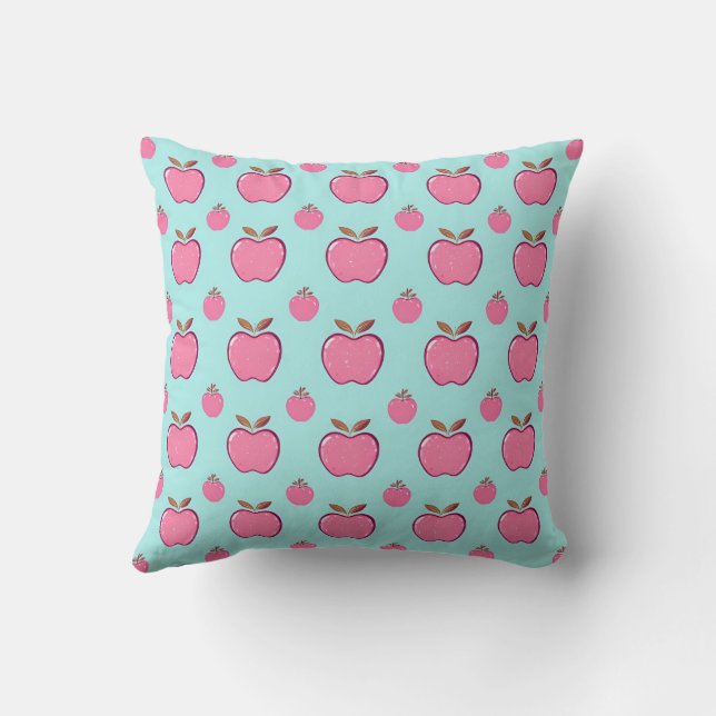 Summer Bliss Throw Pillow of Tiny Pink Apples (Back)