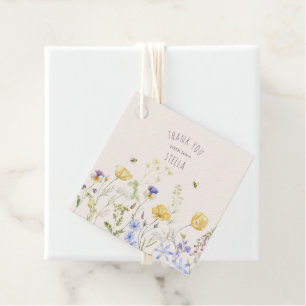 Summer Bliss, wildflowers, rustic, watercolor, Favour Tags