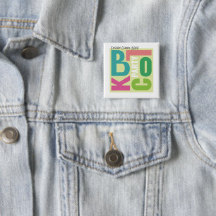 Summer Block Party Retro Type Neighbourhood Event 2 Inch Square Button
