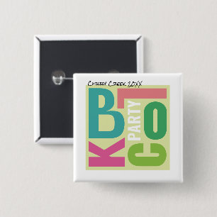Summer Block Party Retro Type Neighbourhood Event 2 Inch Square Button