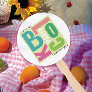 Summer Block Party Retro Type Neighbourhood Event Hand Fan