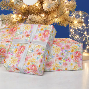 Summer Blossoms Flowers Pattern Wrapping Paper